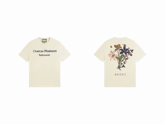款号 ：591， Gucci新品！早春系列高克重短袖 选用客供定制针织100%纯棉面打造,面料手感细腻，厚实有质感的纯棉布 高密度的机织工艺，如棉絮般柔紧致舒适