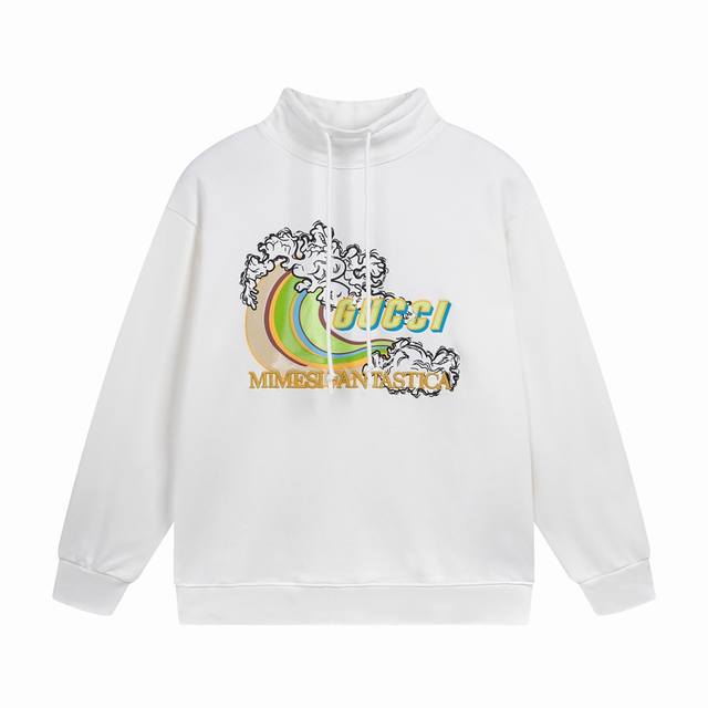 细节图 顶级版本.官网品质 #Gucci古驰##波浪##刺绣#Zp开发Gucci25最新波浪泡沫印花加立体刺绣高领卫衣，区别市场通货，官方原版,定制32支双纱纯