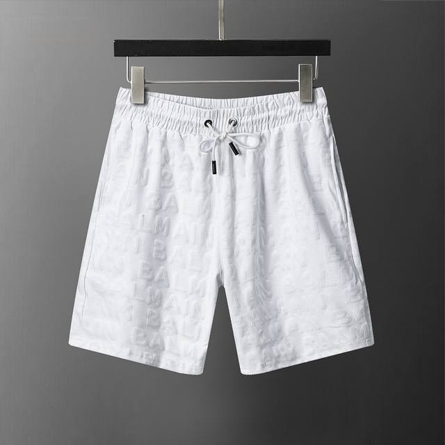 款号：A923# Balen*Ciaga 26年春夏新款男装满身植绒款休闲短裤 M-3Xl 白色