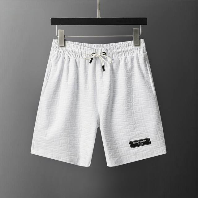 款号：A917# Bal*Main 26年春夏新款男装满身植绒款休闲短裤 M-3Xl 白色