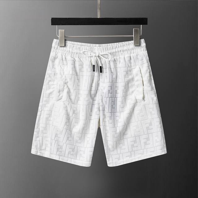 款号：A910# Fen*Di 26年春夏新款男装 毛巾提花款休闲短裤 M-3Xl 白色
