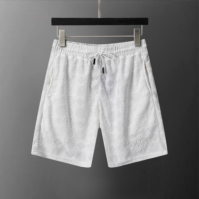 款号：A898# Amiri 26年春夏新款男装 毛巾提花款休闲短裤 M-3Xl 白色