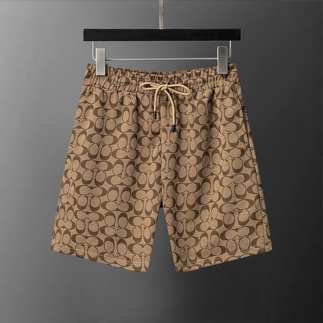 款号：A894# Co*Ach 26春夏新款 针织提花款男装休闲短裤 M-3Xl 卡其