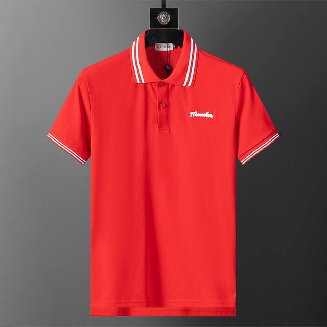 款号：A812# 2026年春夏官网同步新款翻领T恤，丝光珠地面料 胸前刺绣工艺 款式时尚 帅气，面料舒适，做工严谨 ，走线工整。上身效果好 码数 M-3Xl