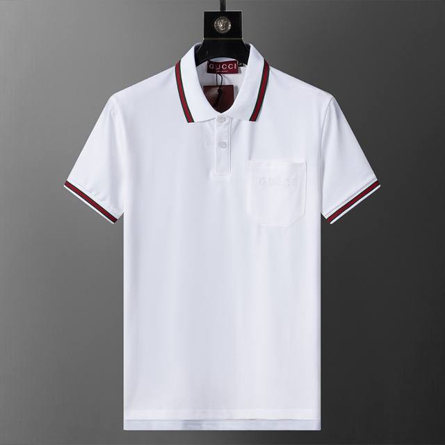 款号：A806# 2026年春夏官网同步新款翻领T恤，丝光珠地面料 胸前口袋装饰 款式时尚 帅气，面料舒适，做工严谨 ，走线工整。上身效果好 码数 M-3Xl