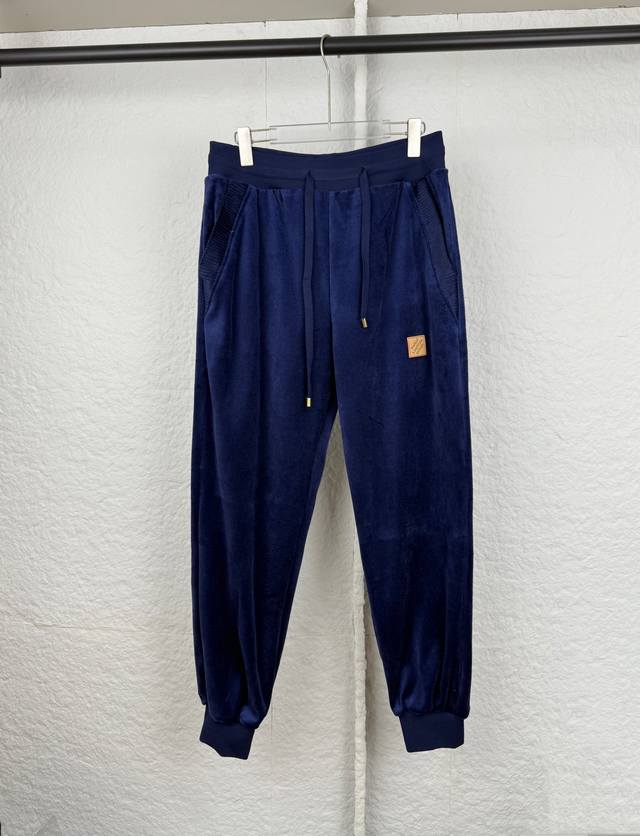 LV路易丝绒拉链口袋罗纹抽绳长裤 S M L Xl