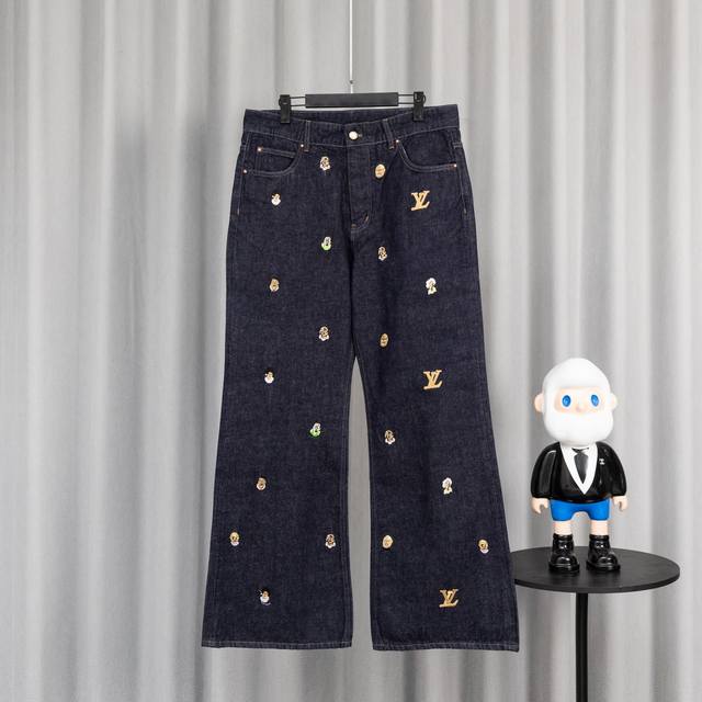 顶级版本 区别通货 Louis Vuitton Ss24 菲董联名系列 字母图案刺绣单排扣翻领宽松休闲牛仔外套 2.Louis Vuitton Ss24 菲董联