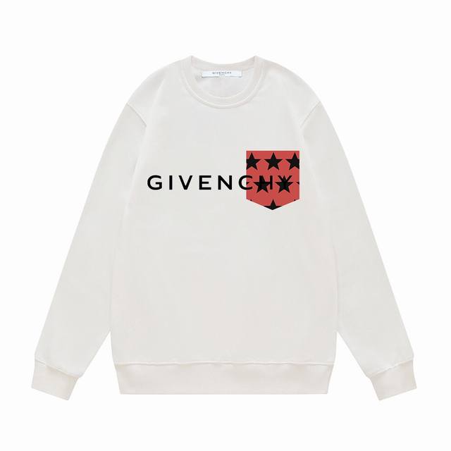 Fw25 秋冬圆领印花卫衣系列 -Givenchy 假口袋+星星图案Logo卫衣 采用420G全棉双股大毛圈面料同缸定染。不缩水不退色，手感舒服，质感超强全套辅