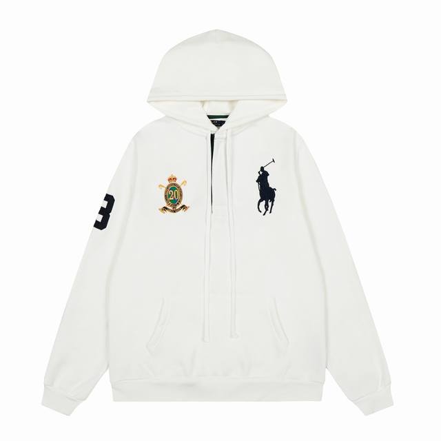 顶级品质 款号：8103# 拉夫劳伦Ralph Lauren20周年纪念徽章刺绣解构秋冬连帽卫衣 拉夫劳伦Ralph Lauren周年纪念秋冬加绒男女情侣同款连