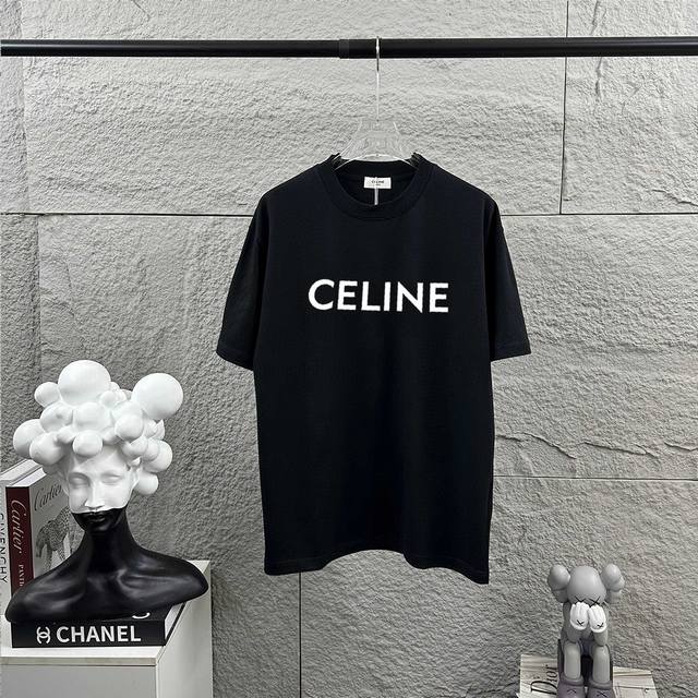 Celi* 塞琳 塞林 春夏款 简约字母立体厚板硅胶工艺个性Logo 定制双纱平纹纯棉面料 短袖T恤 男女同款 颜色：黑色 白色 尺码： S 90-130斤 M