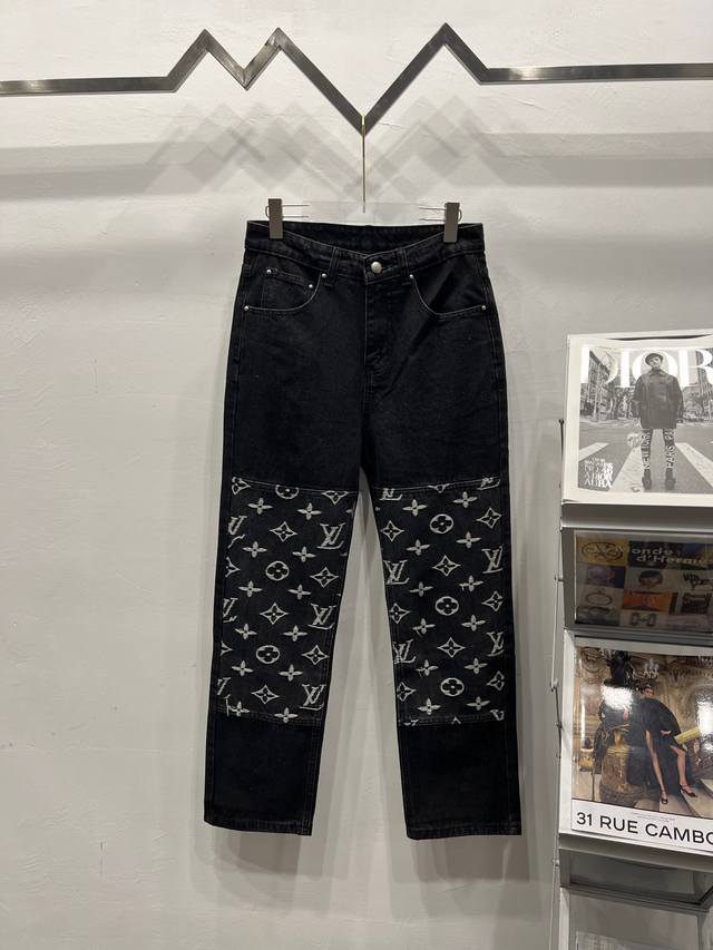 D］ 款号: A010 驴家2025新款拼接提花Logo情侣款水洗宽松牛仔裤 高版本高版本 顶级天花板品质 不同水洗质感的款式，对腿细腿粗人士十分友好，直筒宽松