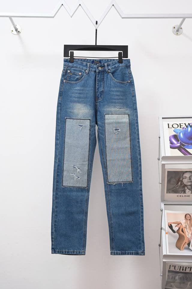 D］ 款号: A012 Rrl拉夫劳伦2026新款复古磨破补丁情侣款水洗牛仔裤 高版本高版本 顶级天花板品质 不同水洗质感的款式，对腿细腿粗人士十分友好，直筒的