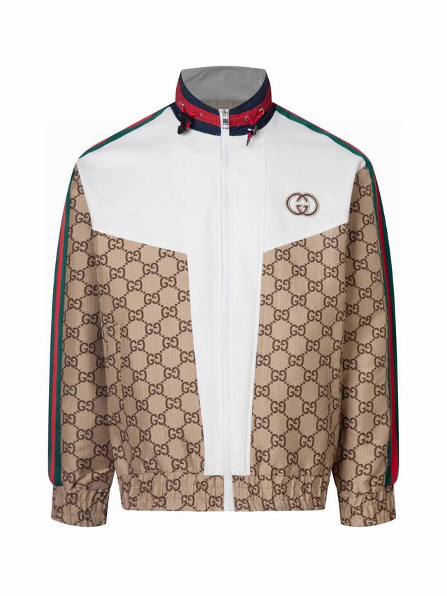 只做精品 内有Nfc防伪芯片Zp版本 -Gucci官网款同步上新 梭织拼接织带精工提花立领刺绣夹克外套 男女同款 -Yb开模面料细节一致 全套辅料定制 区别市面