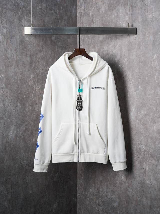 实物挂拍 Chrome Hearts 克罗心 Ch 舌头胶浆印花卫衣连帽外套 现货 S M L Xl 380克全棉抓毛卫衣料，420克1*1配套高品潮牌罗纹，面