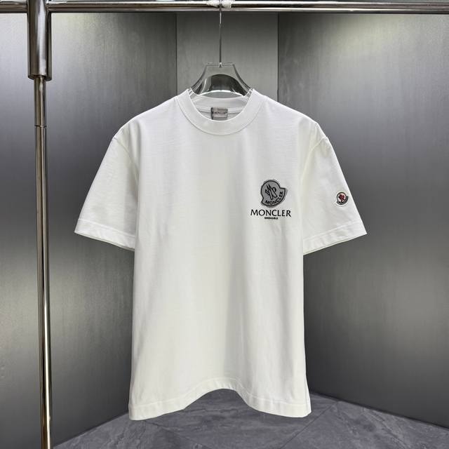 Moncl* 蒙口* 2026春夏新款短袖T恤 定制纯棉字母Logo贴布硅胶 颜色：黑色 白色 深红 深蓝 码数：S M L Xl Xxl