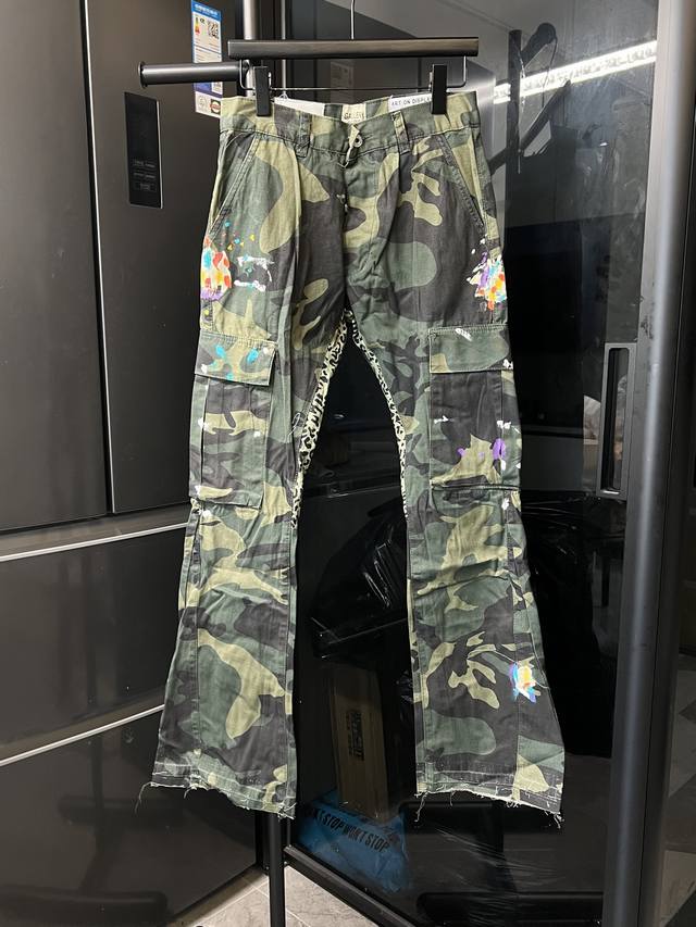 隔天 Gallery Dept 25Ss 泼墨伐木工装微喇迷彩牛仔裤 黑 Size：28 30 32 34 36 对应S-Xxl 详细尺码可查图9