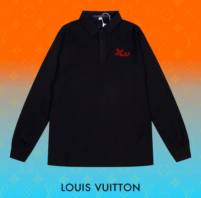 新款现货 ~路易威登#2025早春新款高品质翻领长袖polo衫，专柜定制面料 透气舒适度高，细节无可挑剔，品牌简易元素设计理念，体现高品质。手感细腻柔软！呈现休