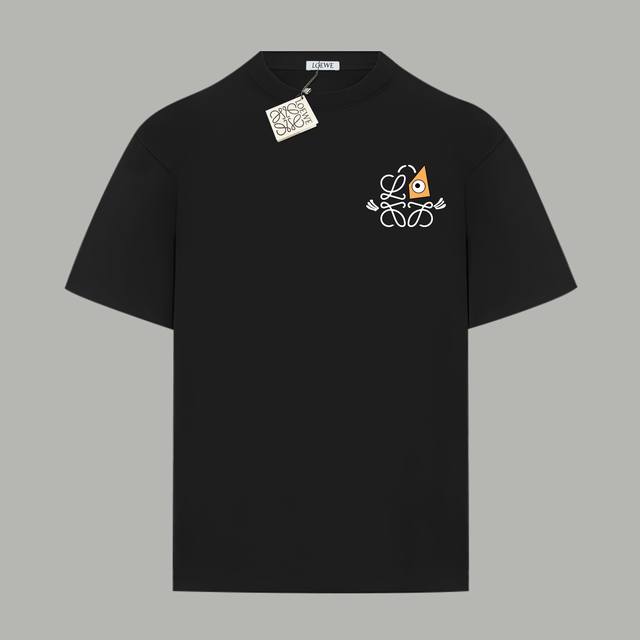 Loewe 罗意威 官网同款 秀款限定小翅膀眼睛Logo 印花双纱纯棉短袖 - 280G双纱纯棉顶级面料 手感柔软 百分百纯棉独家出货 定染硫化黑无尘处理面料