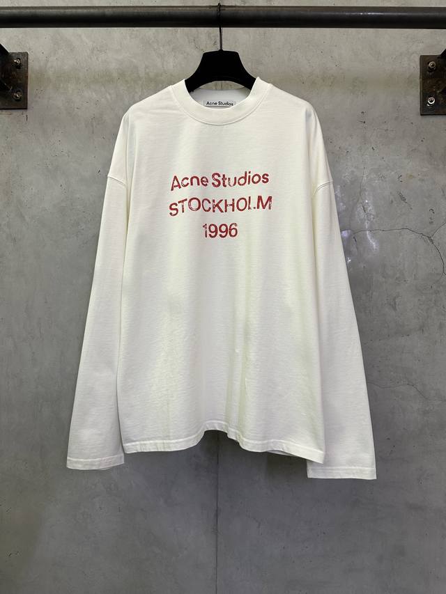 Acne Studio 25Ss 字母Logo印花长袖T恤 面料：高定超重磅全棉双纱紧密新疆棉 克重320克 搭配2*2索罗娜罗纹 布面干净 布纹清晰 手感紧致
