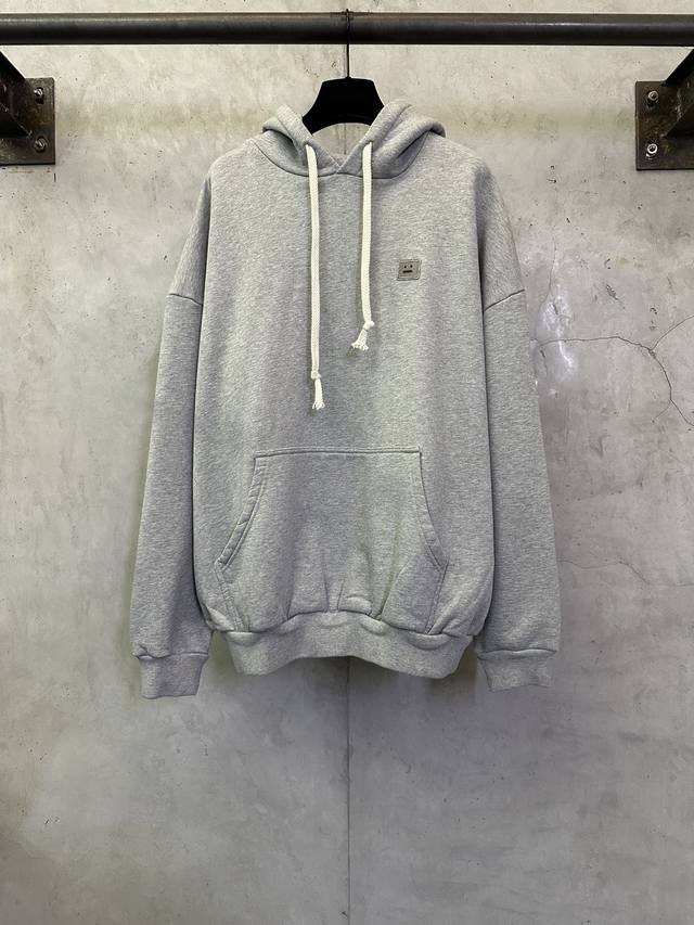 Acne Studios 艾克妮 25Ss 笑脸贴片Logo连帽卫衣 面料：480克精梳棉潮牌卫衣料 配套拉架罗纹 面料酵洗 宽松版型 定制五金 螺纹 辅料 对