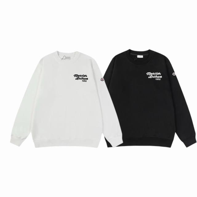 顶级代工品质 款号：M8056 Moncler 蒙口 官网同款印花图案 大毛圈圆领卫衣 - 400G重磅毛圈版本 百分百纯棉独家出货 定染硫化黑无尘处理面料 -