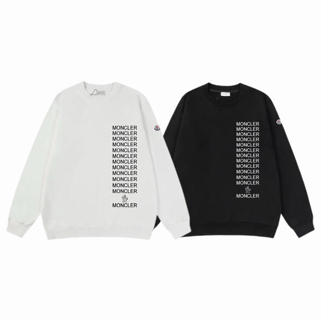 顶级代工品质 款号：M8054 Moncler 蒙口 官网同款印花图案 大毛圈圆领卫衣 - 400G重磅毛圈版本 百分百纯棉独家出货 定染硫化黑无尘处理面料 -