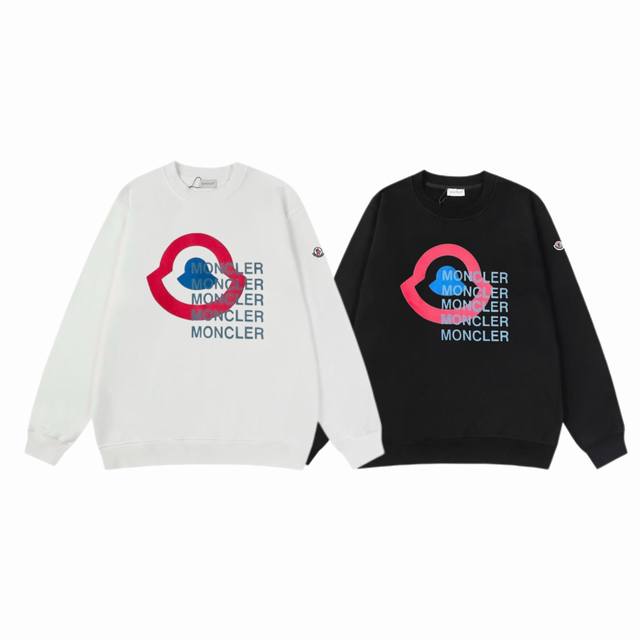 顶级代工品质 款号：M8050 Moncler 蒙口 官网同款印花图案 大毛圈圆领卫衣 - 400G重磅毛圈版本 百分百纯棉独家出货 定染硫化黑无尘处理面料 -