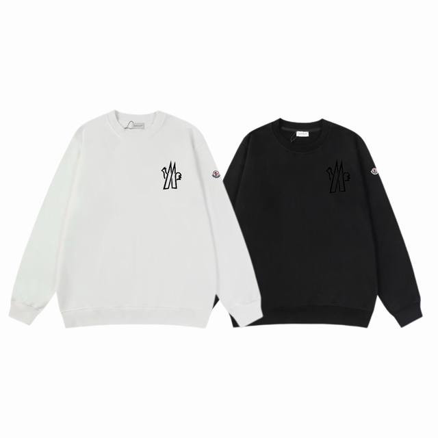 顶级代工品质 款号：M8048 Moncler 蒙口 官网同款印花图案 大毛圈圆领卫衣 - 400G重磅毛圈版本 百分百纯棉独家出货 定染硫化黑无尘处理面料 -