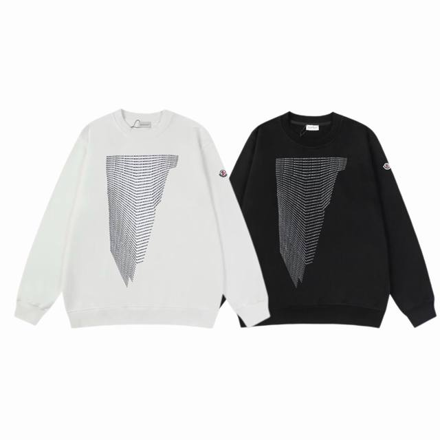 顶级代工品质 款号：M8046 Moncler 蒙口 官网同款印花图案 大毛圈圆领卫衣 - 400G重磅毛圈版本 百分百纯棉独家出货 定染硫化黑无尘处理面料 -