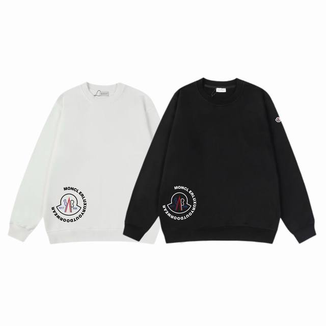 顶级代工品质 款号：M8044 Moncler 蒙口 官网同款印花图案 大毛圈圆领卫衣 - 400G重磅毛圈版本 百分百纯棉独家出货 定染硫化黑无尘处理面料 -