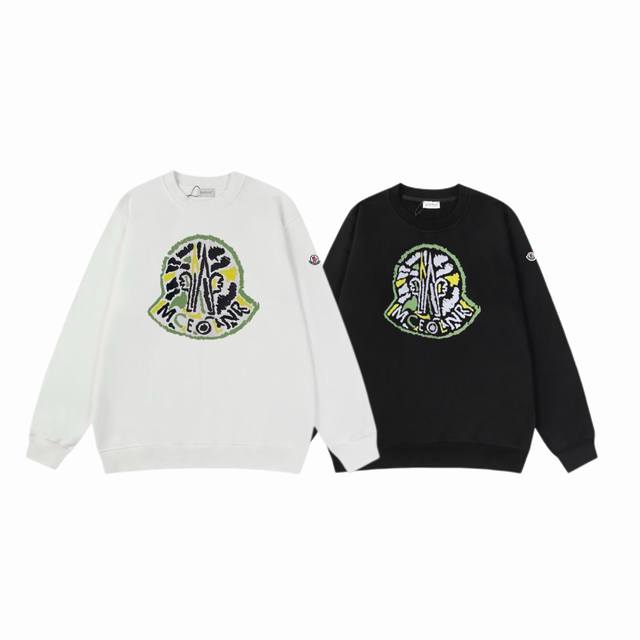 顶级代工品质 款号：M8043 Moncler 蒙口 官网同款印花图案 大毛圈圆领卫衣 - 400G重磅毛圈版本 百分百纯棉独家出货 定染硫化黑无尘处理面料 -