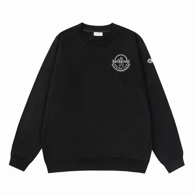 顶级代工品质 款号：M8034 Moncler 蒙口 官网同款印花图案 大毛圈圆领卫衣 - 400G重磅毛圈版本 百分百纯棉独家出货 定染硫化黑无尘处理面料 -