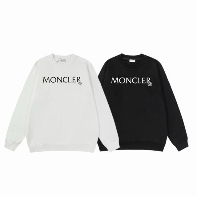 顶级代工品质 款号：M8025 Moncler 蒙口 官网同款印花图案 大毛圈圆领卫衣 - 400G重磅毛圈版本 百分百纯棉独家出货 定染硫化黑无尘处理面料 -