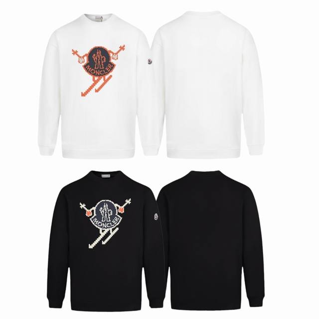 顶级代工品质 款号：8013 Moncler 蒙口 官网同款印花图案 毛圈抓绒圆领卫衣 - 400G重磅毛圈版本 百分百纯棉独家出货 定染硫化黑无尘处理面料 -