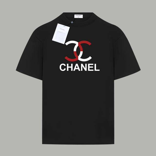 Chanel 香奈儿 官网同款 限定撞色拼接Logo字母 印花双纱纯棉短袖 - 280G双纱纯棉顶级面料 手感柔软 百分百纯棉独家出货 定染硫化黑无尘处理面料