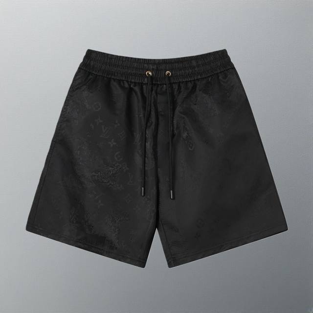 高版本 2026Ss最新款 Lv暗纹短裤 官方订制特殊面料 Logo高能机刺绣 精致 手感柔软 面料通气 不贴身 男女同款 百搭 颜色：黑色 尺码：S-Xl