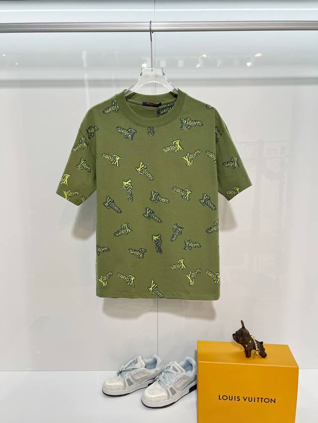 Louis Vuitton 路易威登 Lv 驴家 2026新款 全身涂鸦Logo 男女同款 短袖T恤 定制320克重100％双纱纯棉面料 定染32支双股螺纹 领