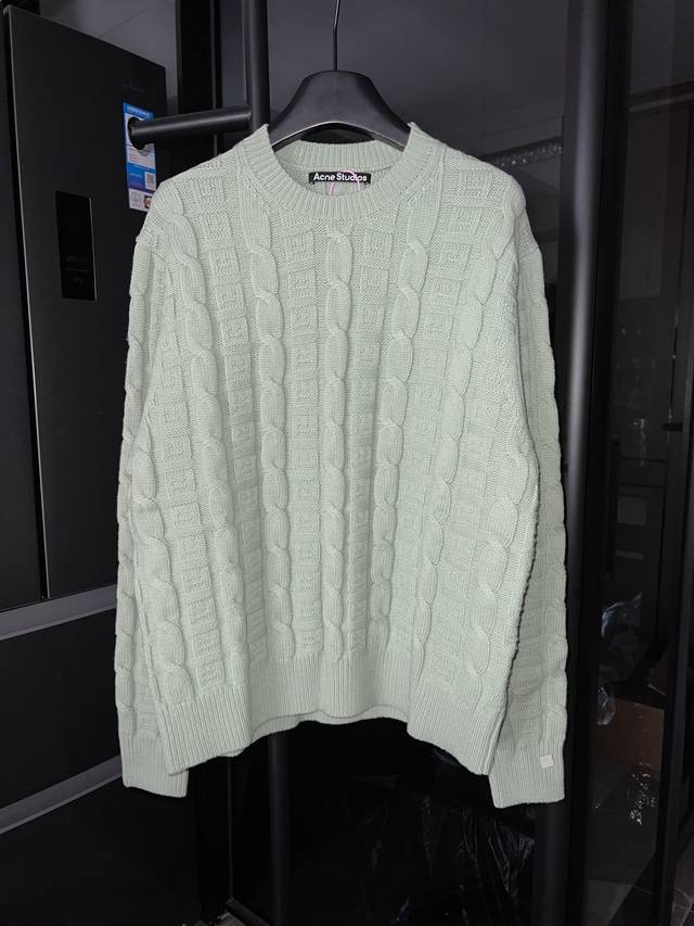 隔天 Acne 25Ss 羊毛混纺迷你笑脸麻花套头毛衣 绿 Size：Xs S M详细尺码可查图9