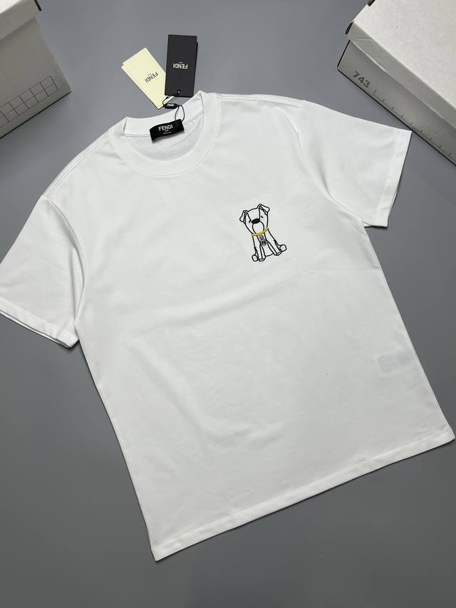 Fendi 26S夏款 颜色 黑 白 尺码 S M L Xl 工艺：小奶狗绣花刺绣 280G 精梳紧密棉