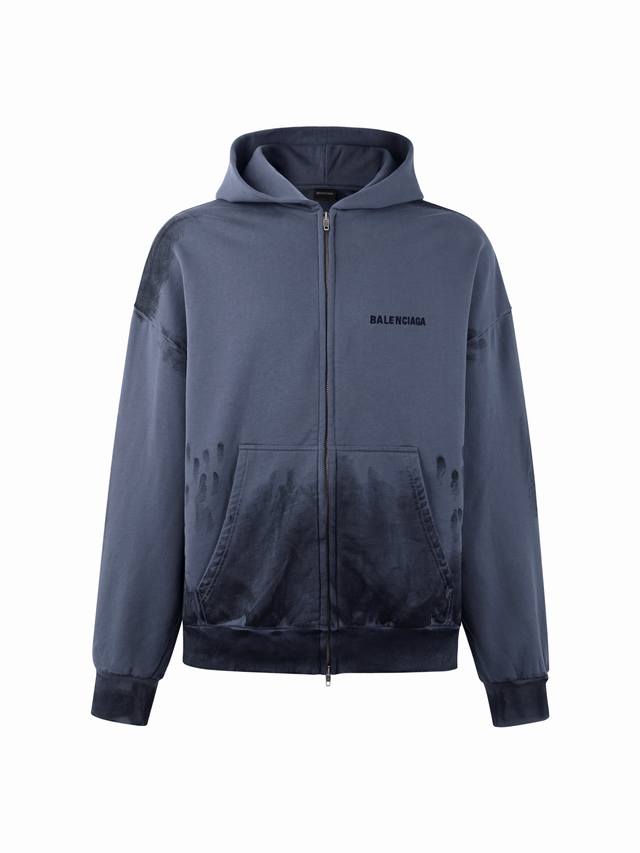 Balenciaga25Ss连帽字母刺绣手绘长袖卫衣外套 正品11500购入开发 400克100%精梳棉巴黎卫衣料 420克1*1潮牌罗纹 240克100%棉捆