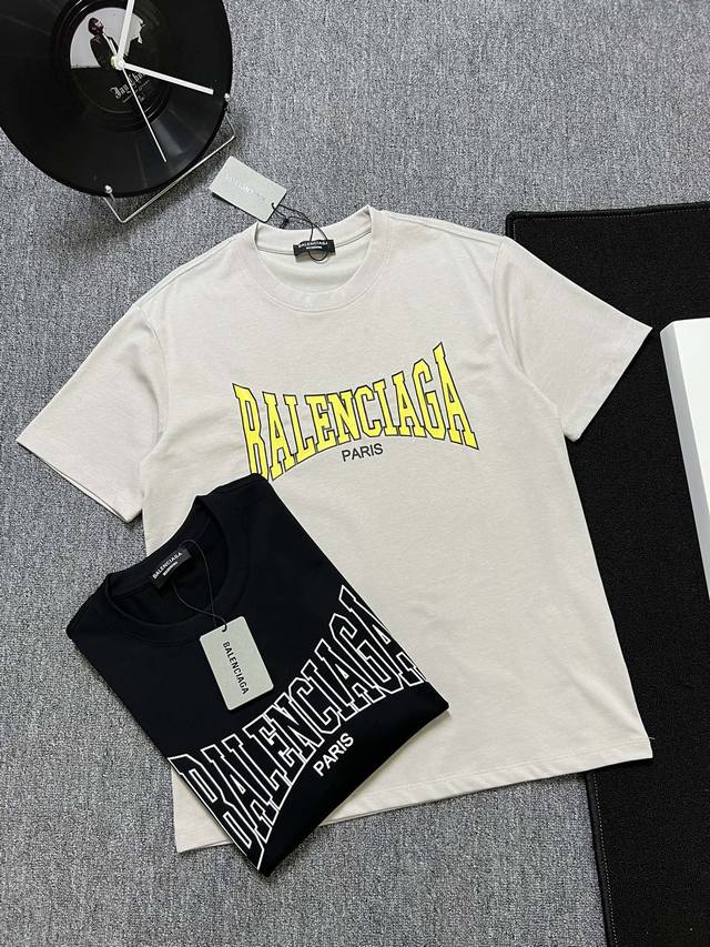 Balenciaga 25S夏款 颜色 黑色 白色 尺码 S M L Xl 前印花 280G精梳紧密棉 高品质 男女同款
