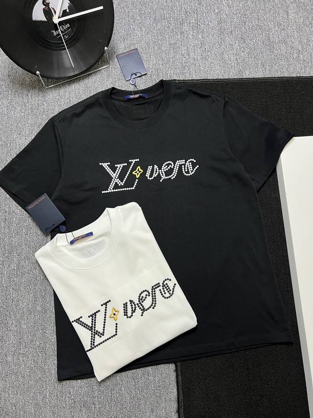 Lv 25S夏款 颜色 黑色 白色 尺码 S M L Xl 前绣花 280G精梳紧密棉 高品质 男女同款