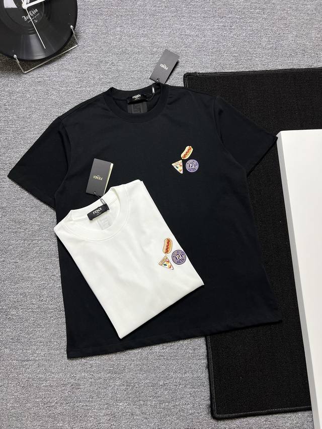 Fendi 25S夏款 颜色 黑色 白色 尺码 S M L Xl 前绣花 280G精梳紧密棉 高品质 男女同款