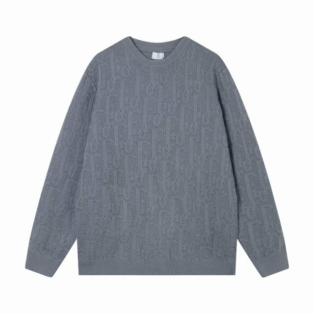 迪奥 Dior 浮雕满印 圆领针织羊毛毛衣 颜色：卡其 灰色 黑色 码数：S M L Xl Xxl