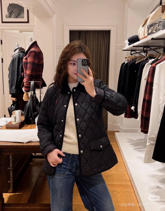 上新 D 款号：G130 Ralph Lauren 拉夫劳伦新款胸前徽标Logo刺绣菱形格纹翻领灯芯绒棉服夹克外套 1精选优质高弹棉，做工细节完美把控，胸前精美