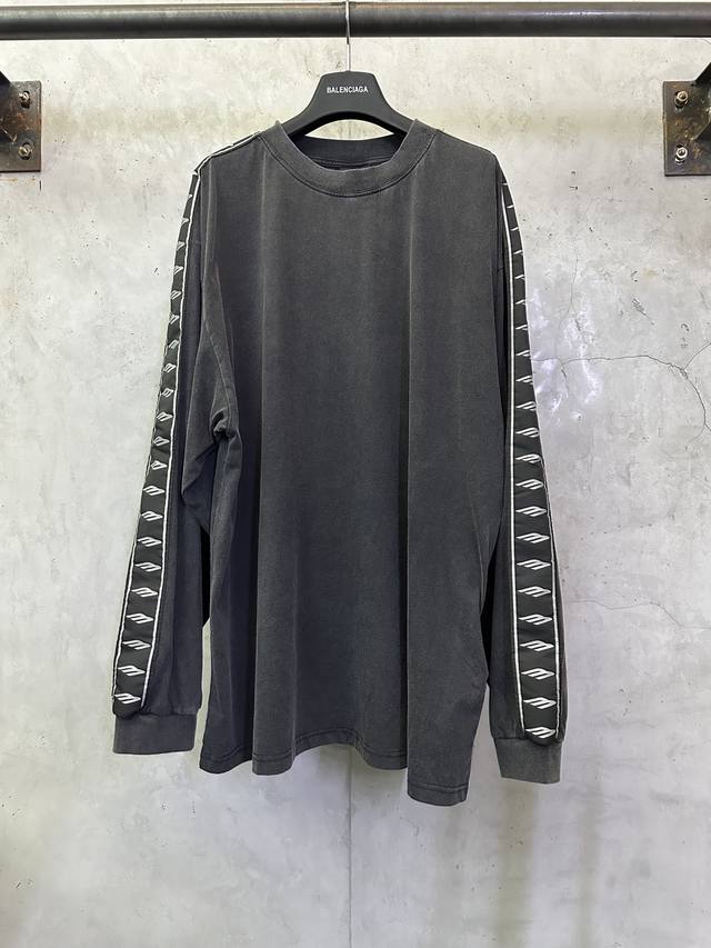 Balenciaga 巴黎世家 25Ss 3B提花串标长袖T恤 面料采用24S双纱赛尔棉 G 搭配32S双纱1*1螺纹 300G 定制五金 螺纹 辅料 对版对位