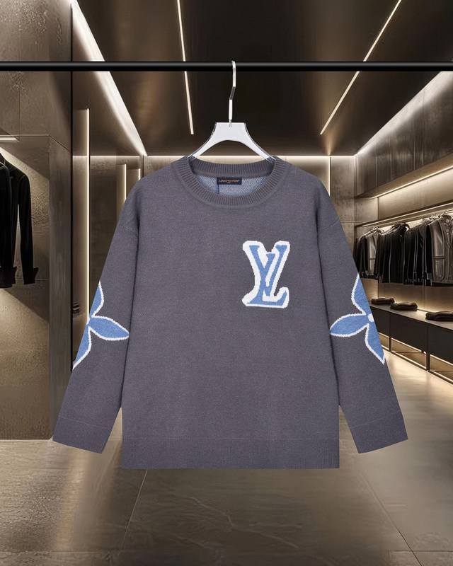 Louis Vuitton 路易威登 25Fw经典款Ski滑雪嵌花系列Lv前后老花Logo标识提花圆领套头毛衣羊毛衫 2025Fw官网新款原版面料 官方同款 精