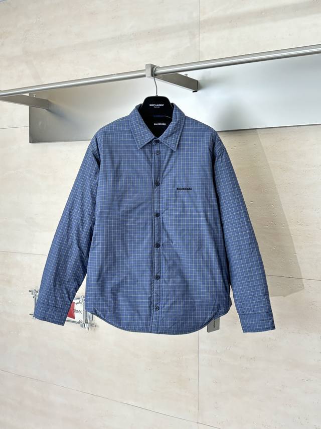 Balenciag* 巴黎Blcg 翻领撞色条纹棉服夹克外套 Size：46 48 50 52