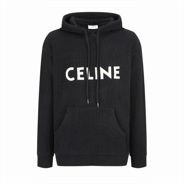 原单品质 Celine 赛琳 22Fw 贴布连帽毛衣 黑色 原版12,500购入开发，面料采用最接近原版的75羊毛25安哥拉兔毛，采用定制膨体混纺羊毛绒，上身舒