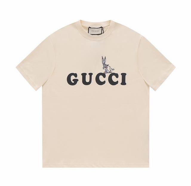 特价 L6 特一件 商品售出 不 不退不换 没有质量问题！ Gucci 古驰 23Ss 兔子Logo印花短袖T恤 面料舒适透气，潮范大气 原版印花一比一复刻，面